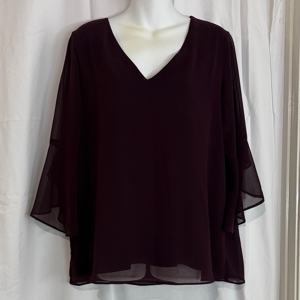 Elegant Deep Purple V-Neck Women's Top